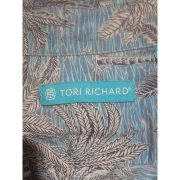 Tori Richard Shirt Men XL Blue Floral Hawaiian Print Button Up Casual Vacation - Picture 8 of 13